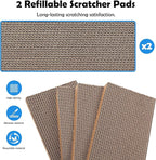Pawise Heavy Duty Cardboard Cat Scratcher Box with 2 Refillable Scratcher Pads & Peekaboo Holes – Large Cat Scratch Box for Indoor Cats + Bonus Cat Toy Wand