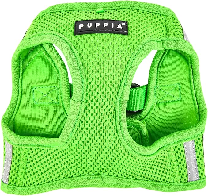 Puppia Soft Vest Dog Harness No Choke Step-in Reflective Triple Layered Breathable Mesh for Small and Medium Dog, Green, Medium