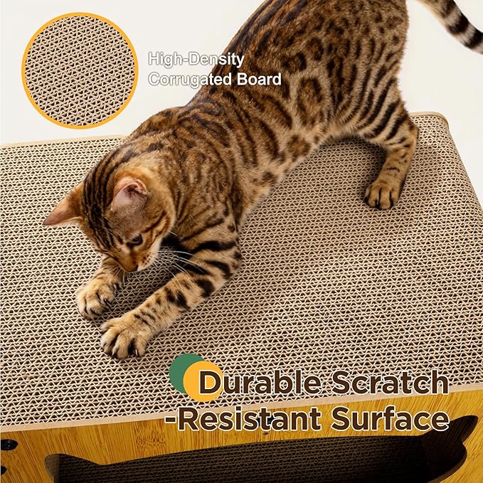 Gimars Cat Scratcher, Double Layer Cat Scratching Board Cardboard Cat Scratcher House for Indoor Cats, Large Cat Scratcher Bed for Scratch, Hide & Rest, Heavy Duty 20kg Load,51 x 43 x 28.5 cm