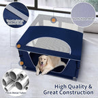 Dog Kitten Playpen with Play Pen Cover for Cat Indoor, 41 x41 x25.5 Puppy Playpen for Small Pet with See-Through Topper Proof Enclosed Door Dog Pen, Sturdy Warm Protable Play Pen for Cat