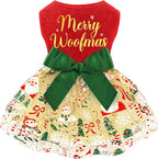 Dog Christmas Outfit Cute Dog Christmas Dress with Bowknot Tulle Puppy Clothes for Small Medium Dogs Cats Boys Girls Pet Costume