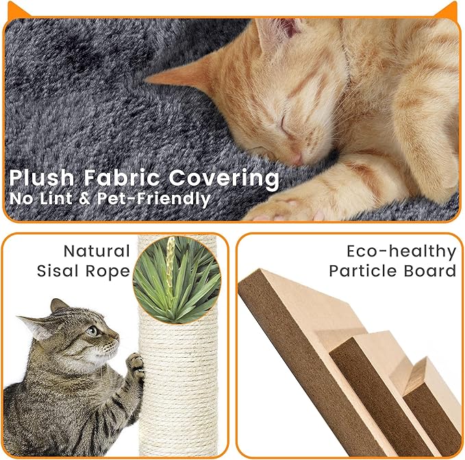Topeakmart 72in Cat Tree for Indoor Cats, Multi-Level Climbing Tower with Scratching Posts, 3 Perches, Pet Furniture Activity Center Play House