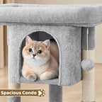 Yaheetech 23.5in Cat Tree Tower, Cat Condo with Sisal-Covered Scratching Posts, Cat House Activity Center Furniture for Kittens, Cats and Pets - Light Gray