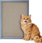 COZIWOW Wall Cat Scratcher Art, 15 PCS Replaceable 2-Side Corrugate Cardboard Cat Scratching Mats with Wood Board & 7 Cute Patterns for Indoor Cats Nail File, Couch Furniture Corner Protector