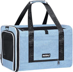 Top Loading Medium Cat Carrier with Privacy Curtain, Soft-Sided Small Pet Travel Crate Vet Approved, Little Puppy Dog Kennel Bag Suitcase Luggage Sleeve, 18x11x11 Inch Blue
