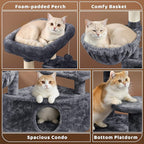 Yaheetech 46in Cat Tree Tower | Multi-Level Indoor Activity Center with Spacious Condos, Scratching Posts, Large Top Plush Perch | Sturdy, Easy to Assemble | for Kittens, Adult & Senior Cats