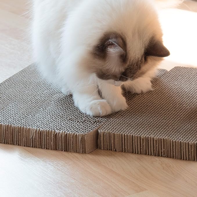 Navaris Cardboard Cat Scratcher Pads (Pack of 3) - Scratching Pad Boards Made of Reversible Corrugated Cardboard for Cats to Scratch 17" L x 9 1/2" W
