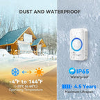 TECKNET Wireless Doorbells for Home, IP65 Waterproof Door Bell 1300ft Range, 0-120dB Classroom Doorbell Kits with 60 Chimes & 5 Volume Levels, RGB Flashing for Hearing Impaired with 2 Receivers,White