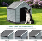 YITAHOME Plastic Dog House, Waterproof Indoor Outdoor Doghouse for Large or Small Dog, with Air Vents and Elevated Floor, Easy Assemble and Clean