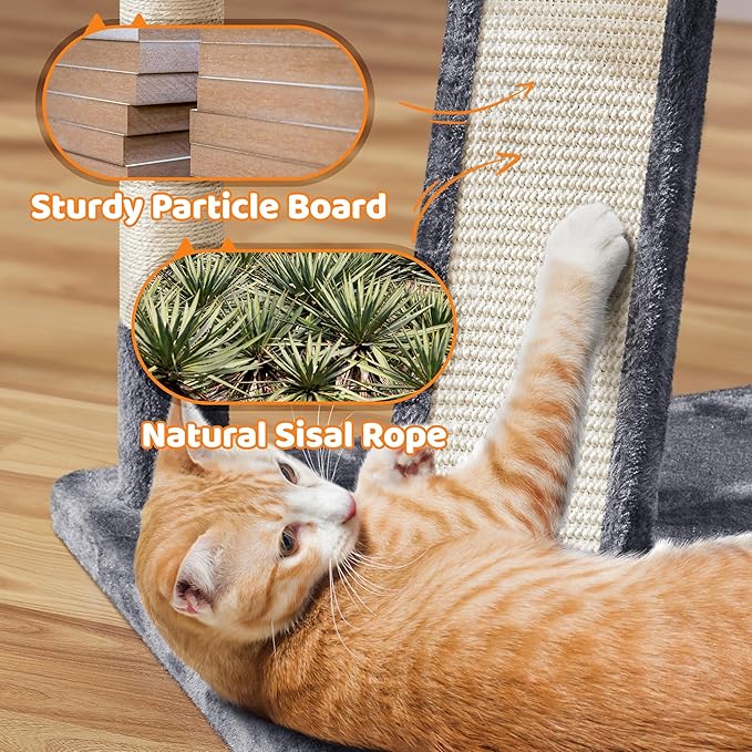 Topeakmart Large Cat Tower Cat Tree with Caves Condos, Platforms Scratching Board & Scratching Posts as Cat Activity Center, Pet Play House