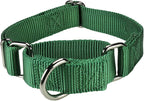 Mikivery Martingale Dog Collar Nylon Adjustable and Safety Training Colourful Comfortable Metal Buckle Pet Collars for Small Medium and Large Dogs(Dark Green,M)