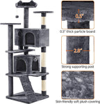 Topeakmart 70in Cat Tree, Multi-Level Cat Tower with Scratching Post Dangling Ball and Condos Cat Furniture for Indoor Cats, Dark Gray