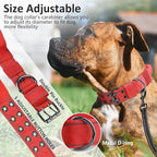Tactical Dog Collar with Control Handle, Military Adjustable Pet Collar Reflective Heavy Metal Buckle Dog Collar, Soft Nylon Training Collar for Medium Large Dogs (Red, Medium)