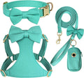Beirui Adorable Small Dog Harness Collar and Leash Set,Cute XXS Puppy Harness Set with 3 Bows for Tiny Dogs,Chihuahua,Adjustable Step-in Vest for Daily Walking,Parties&Holiday Outfits(Teal,XXS)