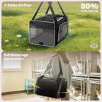 Top and 2 Sides Expandable Pet Carrier 17x11x9.5,TSA Airline Approved Small Dog Carriers for Small Dogs,Soft-Sided Cat Carrier with Self-Locking Zippers for Kitten,Rabbit,Puppy,Guinea Pig Black White