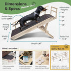 DoggoRamps Dog Ramp for Couch with Safety Rails - Adjustable from 14" to 21" with Anti-Slip PAWGRIP & Convenient Platform Top - for Small Dogs up to 150lbs - Made of Solid Hardwood in North America