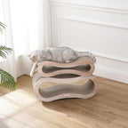 CSR1014C Suvi 26" Modern Cardboard Infinity 2-in-1 Lounge Bed Cat Scratcher with Catnip, Oak Wood