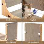 Cat Scratcher with Replacement Cardboard, 27.6" L Shape Wall Mounted Cardboard Cat Scratchers for Indoor Cats, Large Protecting Furniture Cat Scratch Pad with Ball Toy, Catnip