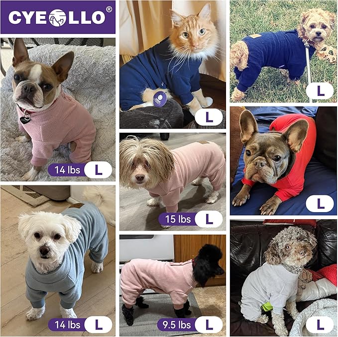 cyeollo Dog Pajamas Warm Dog Coat Stretchy Fleece Jumpsuits Pet Clothes Doggie Pjs Winter Turtleneck Thermal Outfits for Small Sized Dogs Color Grey