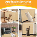 Cat Scratch Pad for Wall,Cuttable and Adhesive Cat Scratching Mat,Fun Interactive Scratcher,Cat Scratch Furniture Protector (Khaki,78.7×15.8inch)