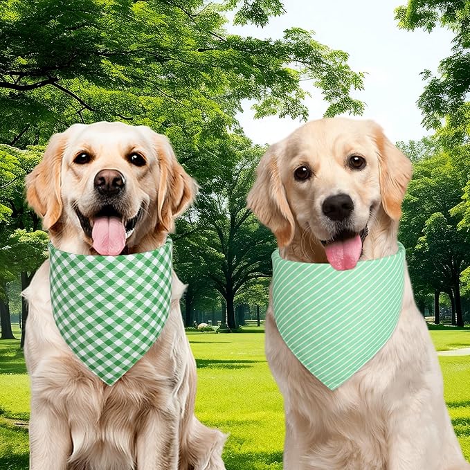 3PCS Dog Bandanas Small, Summer Scarf, Durable Triangle Reversible Orange Blue Green Bibs Handkerchief for Puppy Pet