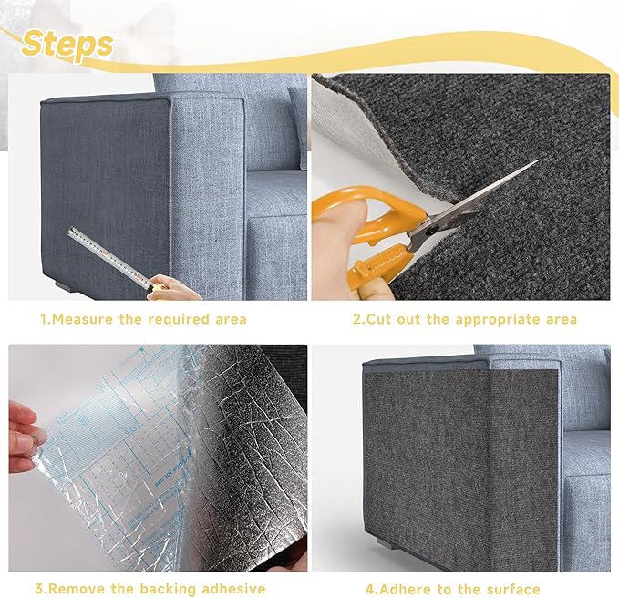 Cat Scratch Furniture Protector, 78.7''x15.8'' Trimmable DIY Self-Adhesive, Durable Corner Scratcher Couch Protectors from Cat Claws for Sofa, Tree Shelves & Scratching Posts (Dark Gray)