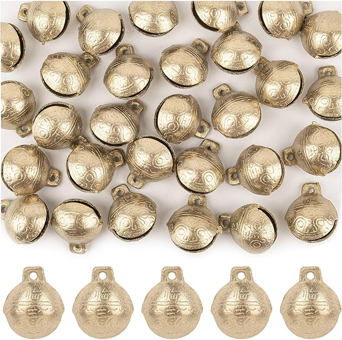 AUEAR, 30 Pieces Vintage Brass Bells 27mm Mini Jingle Bell for DIY Wind Chimes Home Decor