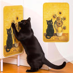 Sisal Cat Scratching Pad - Shedding-Resistant Wall Scratcher Mat for Indoor Cat, Kitten Art Print Sunflower Scratching Mats for Carpet Couch Furniture with Adhesive Hook Loop Tape(24*16in)
