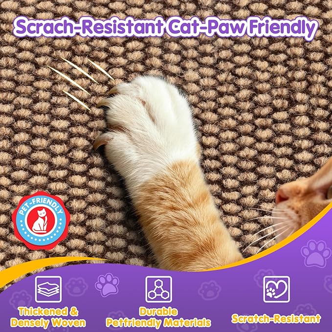 Wall Cat Scratcher for Indoor Cats,19.6x7.8”Corner Cat Scratcher,Cat Scratch Pad Furniture Protector for Door & Wall,Couch, Durable Cat Scratching Board Easy Mount(Deep Brown, 19.6”x7.8”)