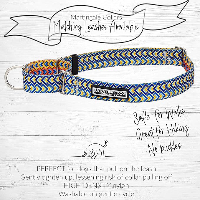 Lucky Love Dog Martingale Dog Collar - Adjustable, No-Slip, Durable, & Soft Webbing Collar for Male and Female Dogs Ideal for Training & Walking - Murphy, Small