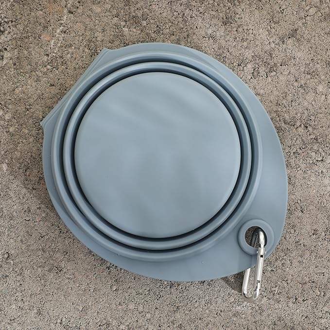Gibson Home WanderHound 11.8 Inch Collapsible Double Silicone Pet Bowl Set with Carabiner Clip – BPA-Free, Dishwasher Safe, Foldable Food & Water Travel Bowls for Dogs – Hiking, Camping & Everyday Use