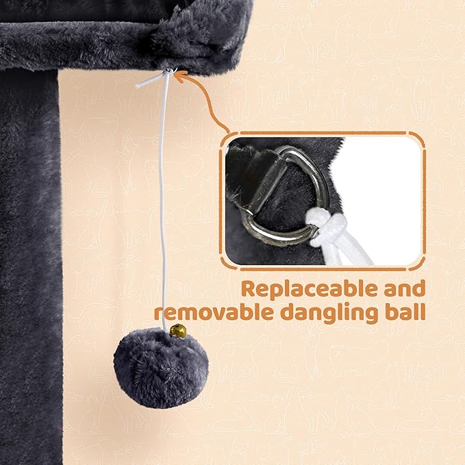 Topeakmart Multi-Level Cat Tree for Indoor Cats Cat Tree Tower for Large Cats with Sisal-Covered Scratching Posts, Condo, Stable Cat Tower, Cat Furniture Play Center for Indoor Cats Activity