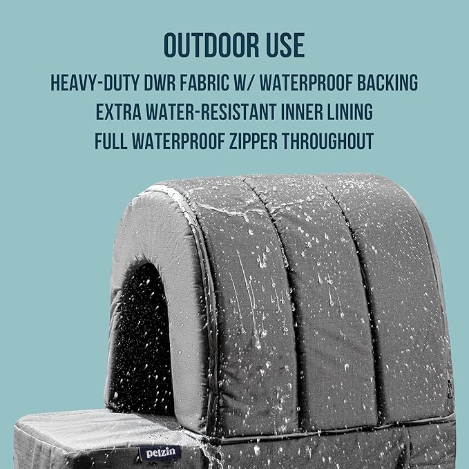 Orthopedic Dog House 2.0 - Outdoor Waterproof Dog Shelter w/Porch - Scratch Proof Indoor Pet House w/Egg-Crate Foam - Ideal for Large Breeds & Fits 36-Inch Crate - 35"x22", Charcoal