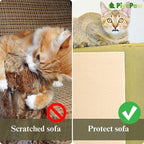 PinePaw Cat Scratch Furniture Protector - Trimmable Self-Adhesive Carpet DIY Climbing Cat Scratcher Pad for Couch Protector from Cat Claws Scratching Covering Cat Tower (Beige 15.8" x 80")