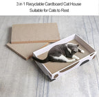 3 Packs Cat Scratcher Pad with Cat Box,Durable Cat Scratcher Cardboard Refill,3 in 1 Recyclable Cardboard Cat House Suitable for Cats to Rest,Grind Claws and Play,Reversible Scratch Box 17"x10"
