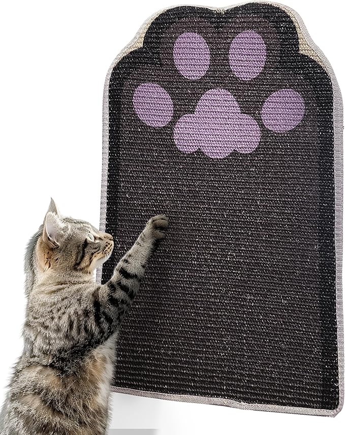 Lukamoo® Cat Scratching Pad, Wall Mounted Scratcher for Indoor Cats (Medium (24'' x 16'')) (Black Cat)