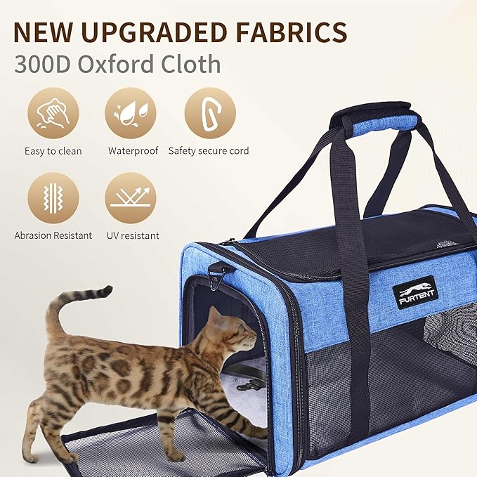 TSA Pet Carrier Airline Approved for Small Cats and Puppy, Cat Carrier Soft Fits Pets Up to 15 lbs, Dogs Carrier Bag with Litter Box Foldable, Ideal for Travel, Car Rides, and Vet Visits
