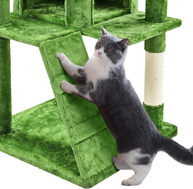 Topeakmart 70in Cat Tree Tower for Inddor Cats with 3 Cozy Platforms 2 Condos and Ladder Cat Activity Center for Kittens