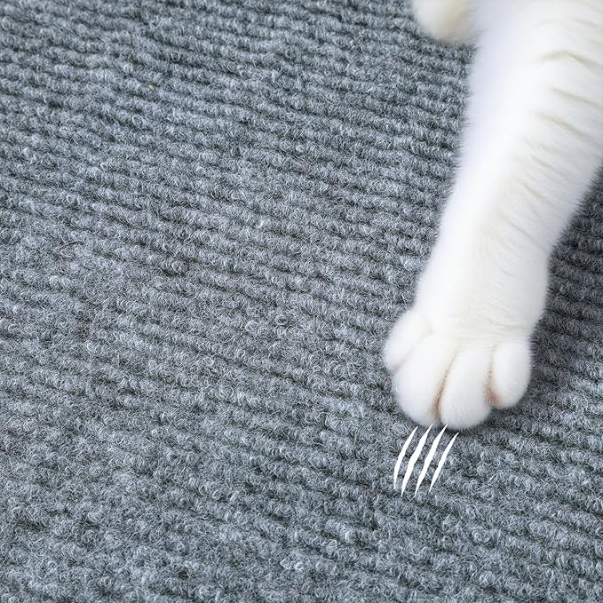 ReWallpaper Cat Scratching Mat Grey Carpet Protector Self Adhesive Durable Cat Scratch Pad Strong Grip Anti Claw Guard for Door Furniture Sofa Couch Wall Corner Tower Post Easy to Trim 15.8in x 6.5ft