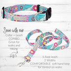 Lucky Love Dog - Adjustable Dog Collar and Leash Set with Easy Click Buckle for Large Ones, Durable, & Comfortable Collar for Male & Female Dogs, Puppies & Adult Dogs - Caroline, XL