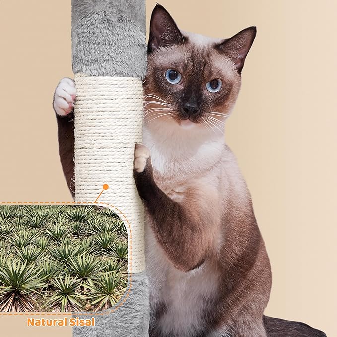Topeakmart Cat Tree 64.5'' Large Cat Condo Tower Stand Furniture with Scratching Posts Perches Hammock as Kitten House Play Center