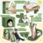 Yaheetech 63in Cactus Cat Tree, Multi-Level Tall Climbing Tower with Sisal-Covered Scratching Posts & Condo & Hammock, Pet Furniture Activity Center for Kitten