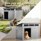 DRATO Insulated Dog House Outdoor, Resin Weatherproof Dog Houses for Large Dogs Outside Premium Material with All-Weather Protection for Pet Comfort