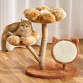 Aesthetic Flower Cat Tree Tower with Scratching Post for Indoor Cats, 30" H Modern Cat Tree with Natural Solid Wood Branch, Fluffy Cat Beds Removable & Large Scratching Board, Sunset Brown