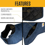 Carhartt Firm Duck Dog Chore Coat, Insulated Weather Resistant Jacket for Cold and Windy Conditions, Denim, Small