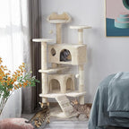 Topeakmart 54in Cat Tree, Cat Tower w/Large Cat Condo Scratching Posts and Perch, Cat Stand House Furniture, Beige