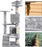 Topeakmart 54in Cat Tree, Cat Tower w/Large Cat Condo Scratching Posts and Perch, Cat Stand House Furniture, Light Gray