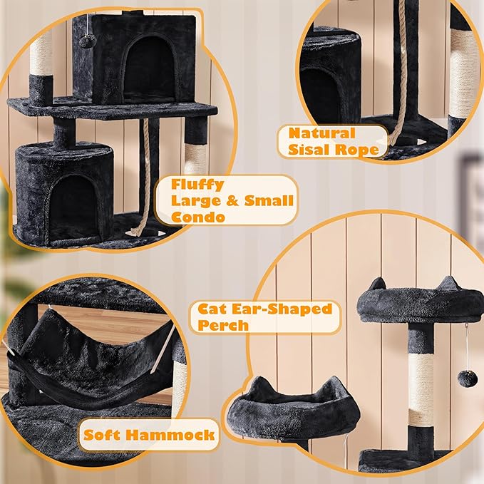 Topeakmart Multi Level Cat Tree 70.5in, Kitten Condo with 2 Condos & 2 Foam-Padded Perches, Cat Tower Furniture for Medium/Large Cats