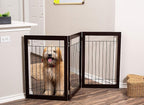 INTERNET'S BEST Dog Gate - Indoor Pet Safety Divider - Portable Free Standing Doggy Barrier for Stairs, Doorways, and Hallways - Tall Puppy Fence - No Drilling Needed - 3 Panel, 30 Inch - Espresso