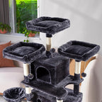 WEEWAY 68 Inches Multi-Level Large Cat Tree for Feline‌/Big Tower/Condo/Cozy Plush Kitty Perches/Fluffy Balls/Sisal Scratching Posts and Hammocks/Cave/Furniture Activity Center/Drak Grey